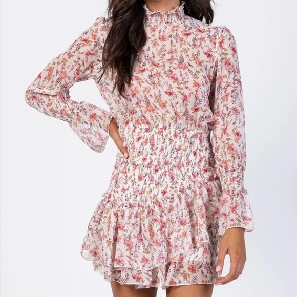 PRINCESS POLLY PINK FLORAL SMOCKED WAIST GUETTA MINI FORMAL PARTY DRESS WOMENS 6 - Picture 11 of 11